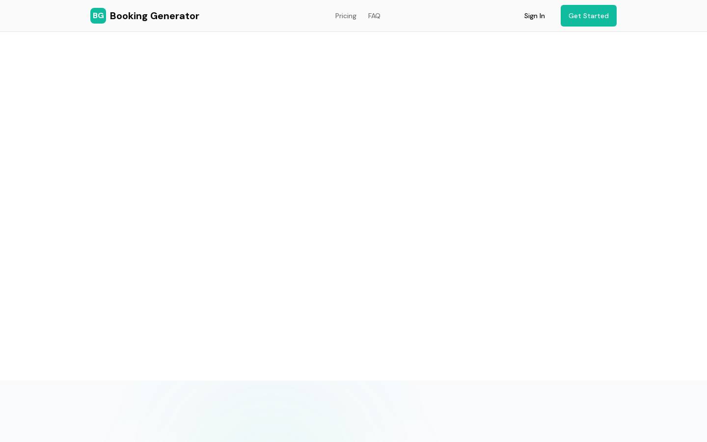 Booking Generator homepage