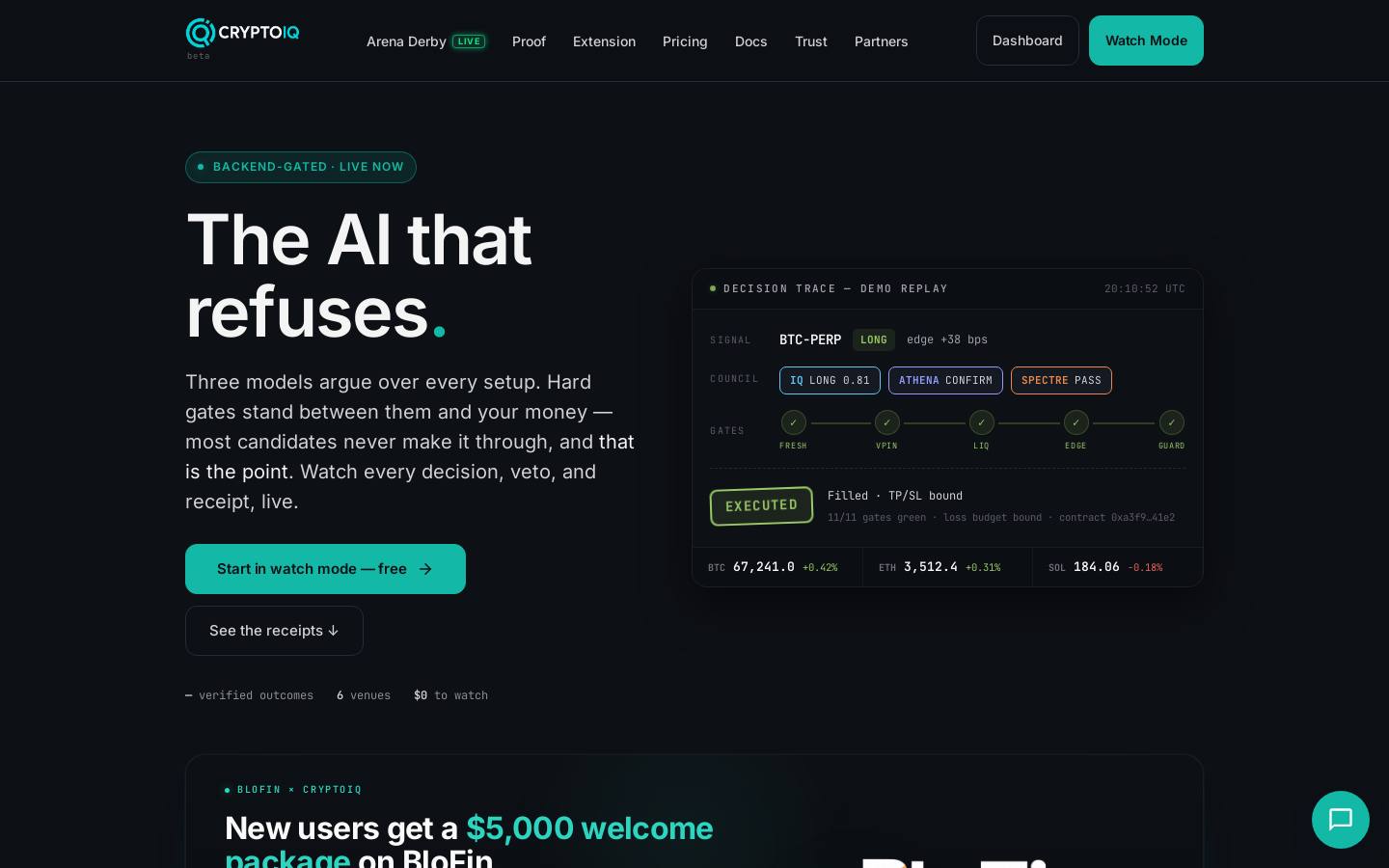 CryptoIQ homepage