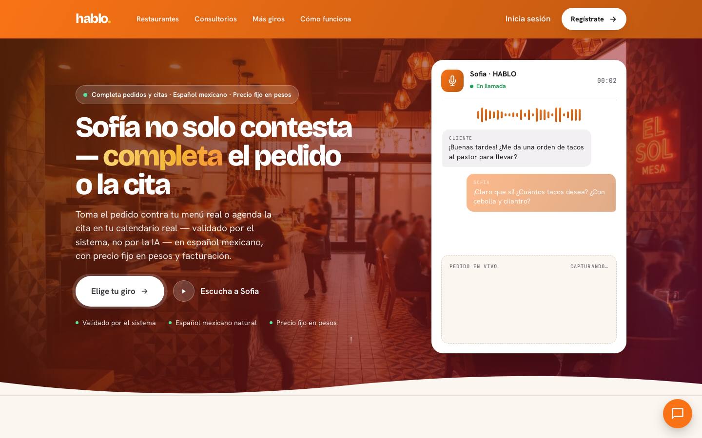 Hablo homepage